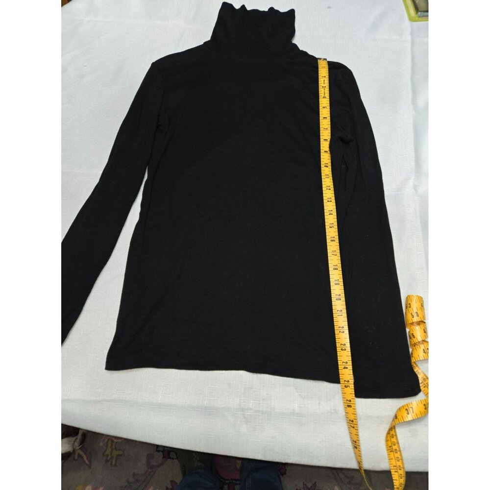 Gap Black Long Sleeve Turtleneck Shirt M Womens 60% Cotton 40% Modal Stretchy Ca